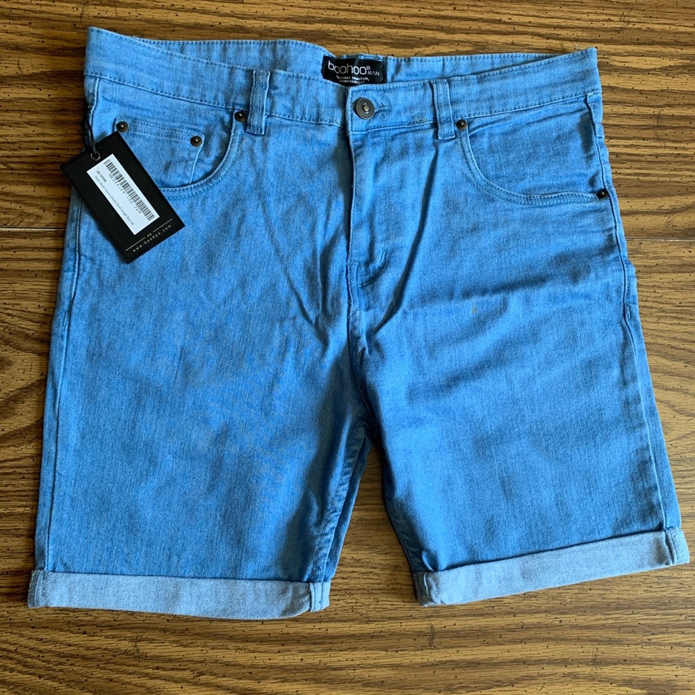 NWT Boohoo Man Stone Wash Denim Shorts